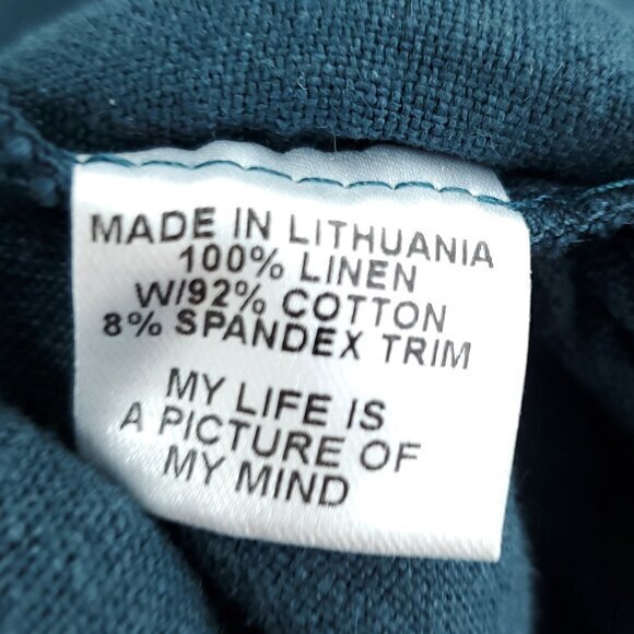 Flax Linen/Cotton Long Sleeve Open Jacket S Teal/Blue-Green - Picture 16 of 16